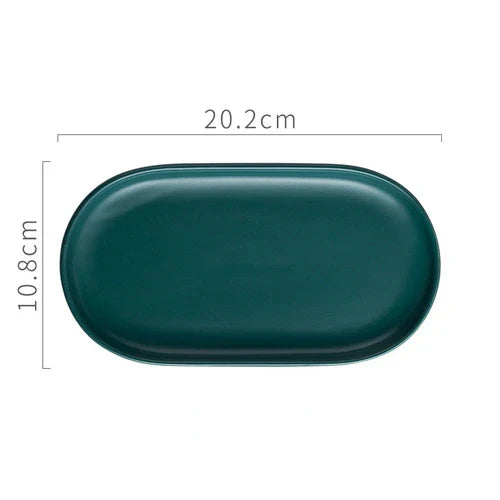 Lisslune | Nordic Ins Ceramic Marble Oval Tray Jewelry Storage Tray Accessories Soap Holder Golden Wave Bathroom Cup Bath Decoration