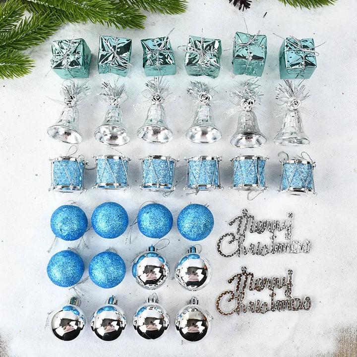 Rynx 32pcs/Box Christmas Tree Ball Ornaments Xmas Tree Hanging Pendant Set Merry Christmas Decorations For Home Navidad New Year Gifts