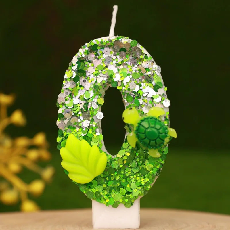Rynx | Birthday Number Candle Animal Turtle Children's Birthday Candles Happy Birthday Cake Topper Green Color