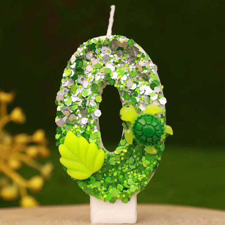 Rynx | Birthday Number Candle Animal Turtle Children's Birthday Candles Happy Birthday Cake Topper Green Color