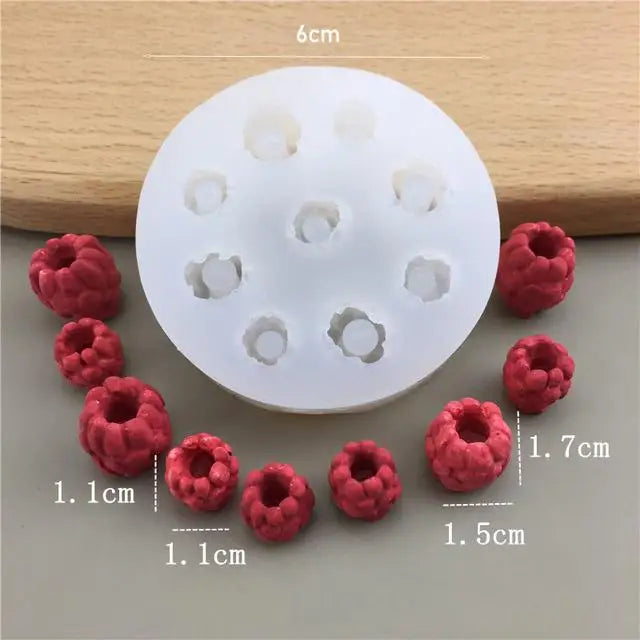 Rynx | 3D Blueberry Raspberry Candle Mold Simulation Fruit Fondant Silicone Mold DIY Chocolate Cookie Baking Mold Cake Decoration Tool