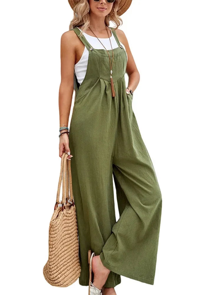 Lisslune | Women's Loose Fit Fashion Overalls Wide Leg Baggy Overalls Jumpsuit Dungarees Summer Jumpsuit Casual Elegant Overalls Summer