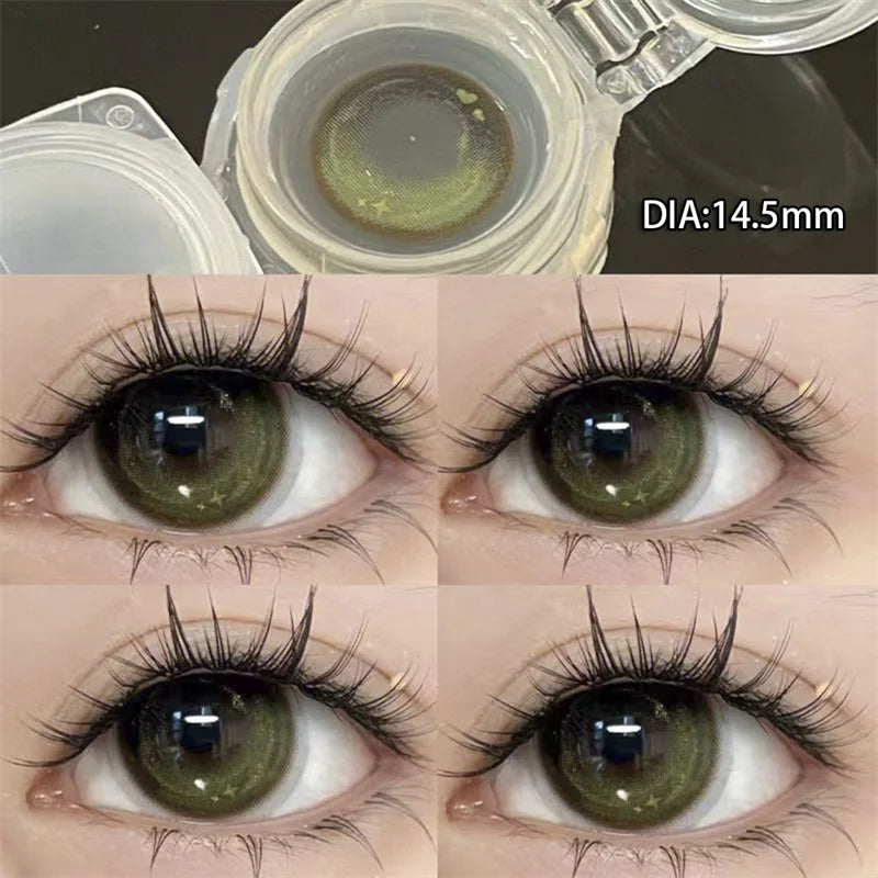 Lisslune | 1 Pair Super Beauty Colored Contact Lenses Natural Pupils Cosmetic Eye Lens 14.5mm Annual Prescription Myopia Lens Cosmetic