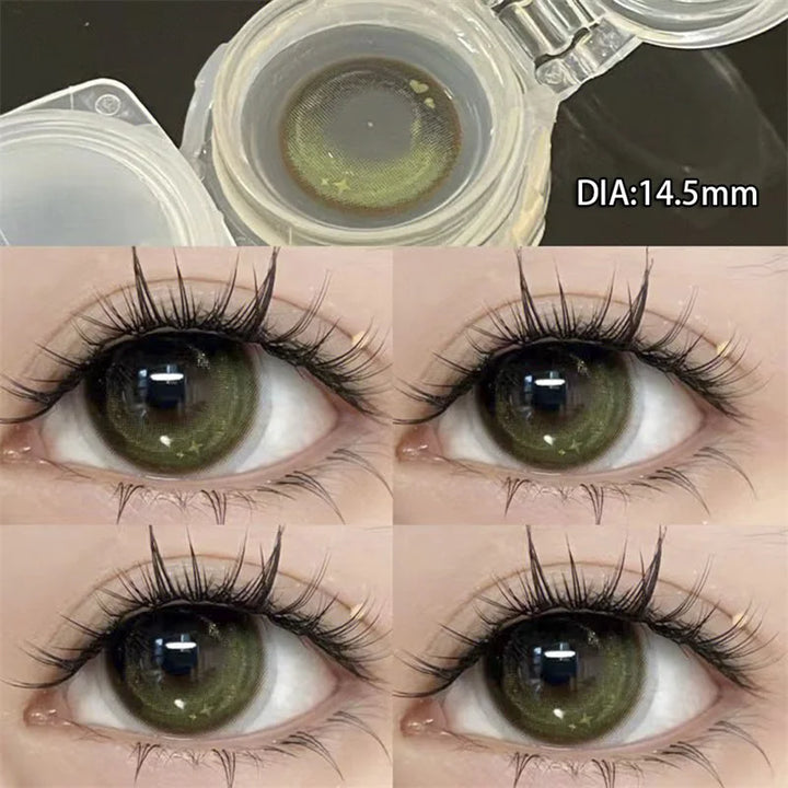 Lisslune | 1 Pair Super Beauty Colored Contact Lenses Natural Pupils Cosmetic Eye Lens 14.5mm Annual Prescription Myopia Lens Cosmetic