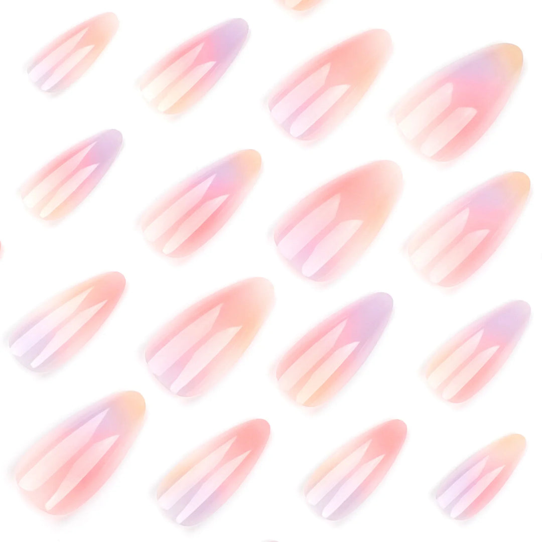 Rynx | Colored Halo Dye Wearable Nail Art Fashion Almond Shape Artificial Nails Removable Ready False Nails Press On Nails with Glue