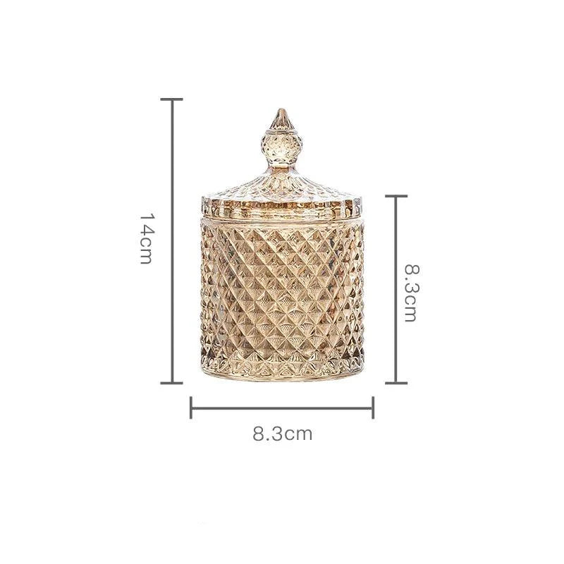 Lisslune | Amber Radiance Crystal Glass Storage Jar with Lid for Jewelry and Event Decor