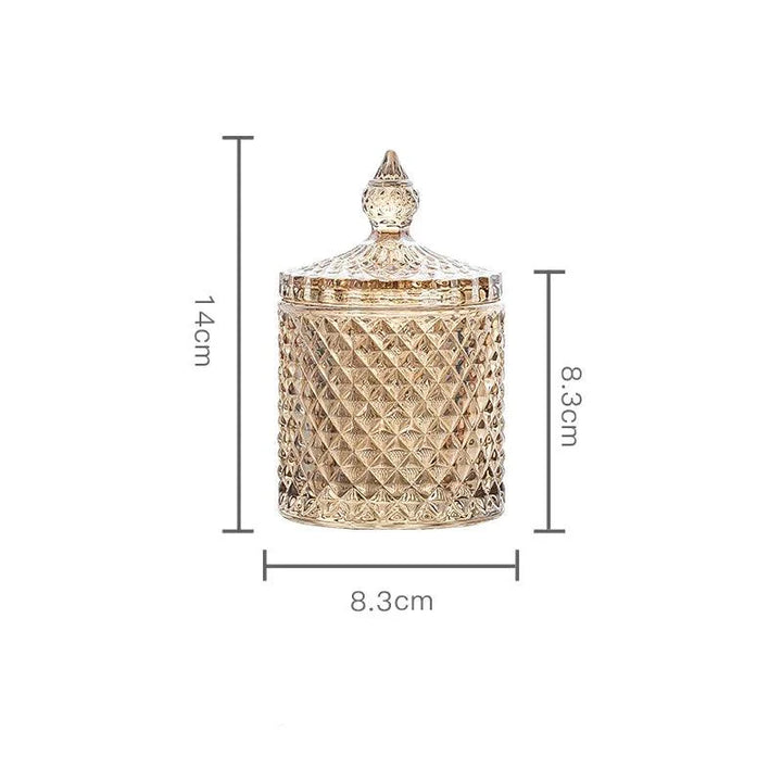 Lisslune | Amber Radiance Crystal Glass Storage Jar with Lid for Jewelry and Event Decor