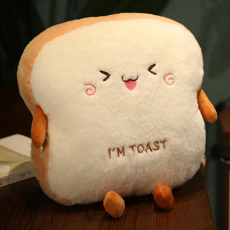 Lisslune | New 1pc 35cm Plush Bread Cushion Sweet Simulation Food Toast Soft Doll Warm Hand Cushion Home Decoration Kids Toy Birthday Gift