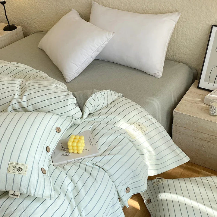 Rynx | 100% Cotton Duvet Cover Stripes Bedspread Skin-friendly Bedding Comforter Cover High-quality Duvet Cover duvet cover
