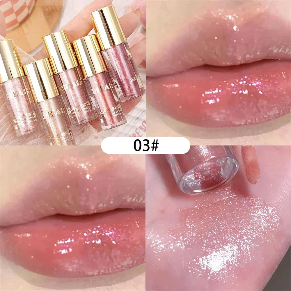 Rynx | Diamond Shiny Lip Gloss Waterproof Glitter Liquid Lipstick Long-lasting Shimmer Pearl Lip Lacquer Women Sexy Lip Tint Makeup
