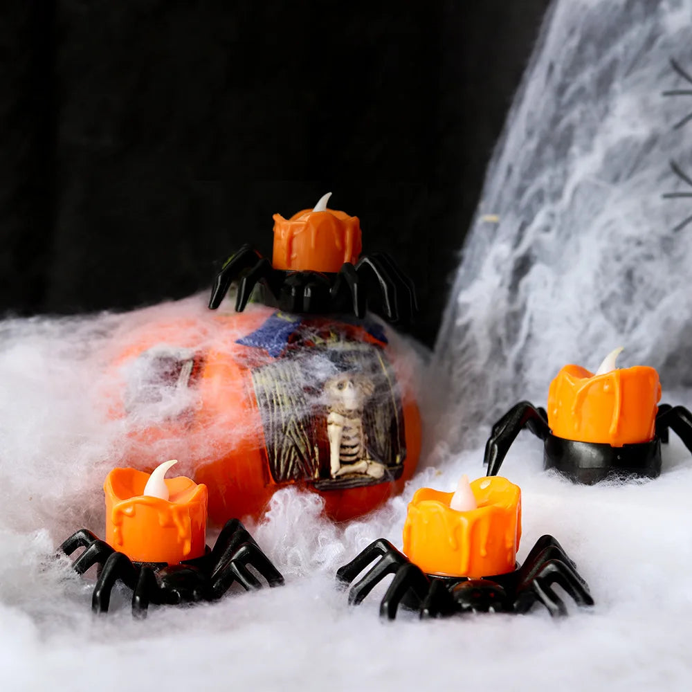 Rynx | Halloween Decoration Pumpkin Lantern Ornament LED Electronic Candle Light Party Supplies Decoration Prop Spider Night Light