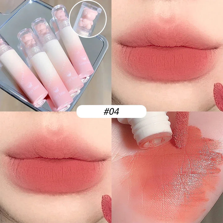 Rynx | Sweet Bear Velvet Lip Gloss Girl Matte Lip Glaze Waterproof Durable Chestnut Brown Lip Mud Korean Makeup Liquid Lipsticks