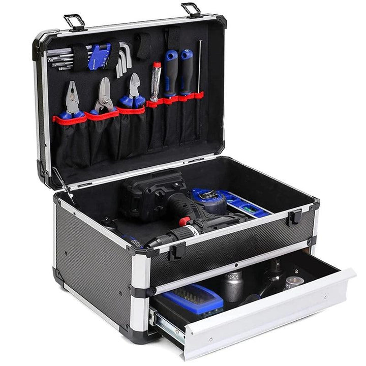 Lisslune | Ultimate Ergonomic Aluminum Tool Box with Organized Drawers - The Perfect Portable Storage Solution