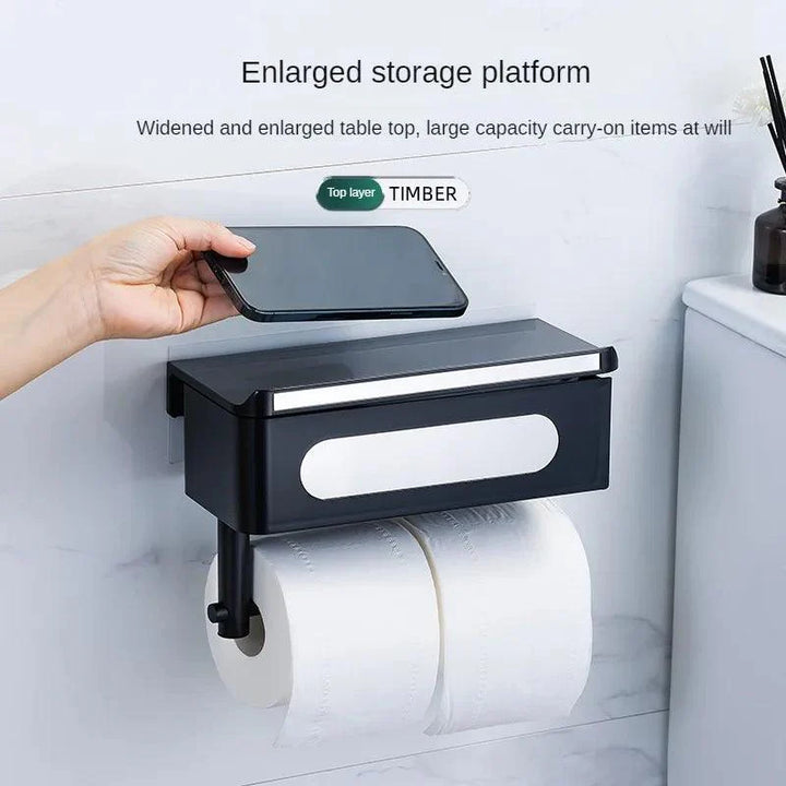 Lisslune | Wall-Mounted Rotating Tissue Paper Holder with Built-In Storage Organizer