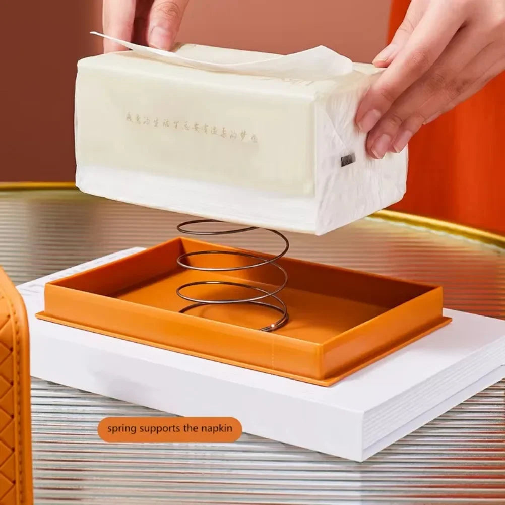 Rynx | Household Fabric Box Leather Napkin Holder Rectangular Wet Tissue Case Living Room Office Decorative Car Organizer Desk Storage Box