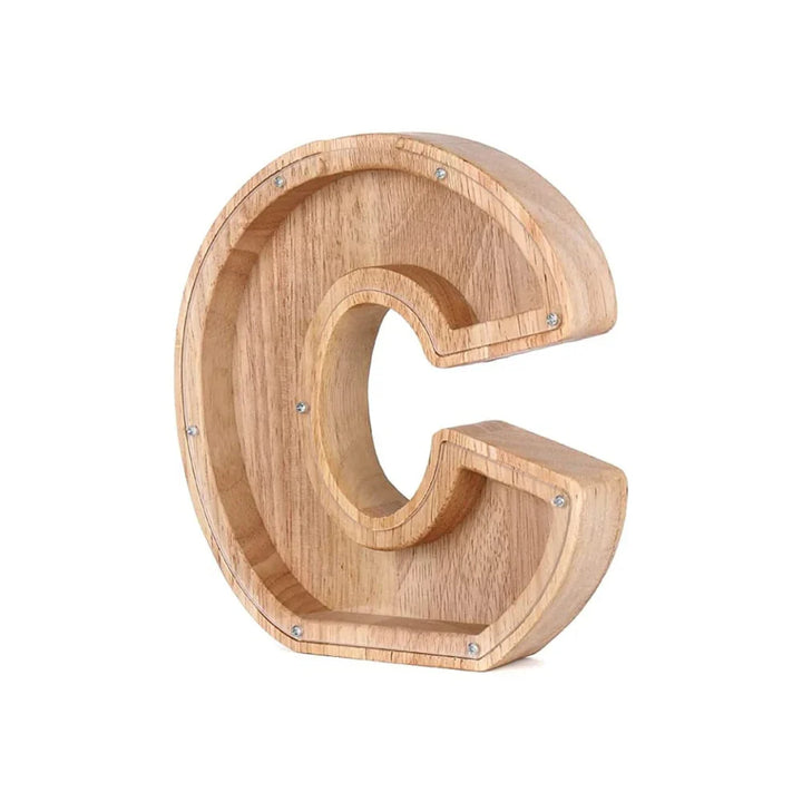 Lisslune | Wooden Alphabet Piggy Bank with Transparent Viewing Window for Stylish Saving
