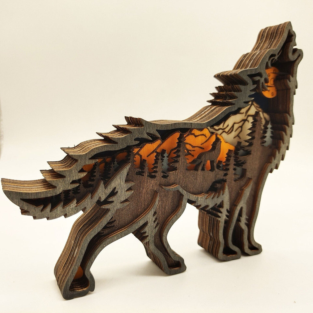 Lisslune | Nightglow Wooden Craft Wolf Decor