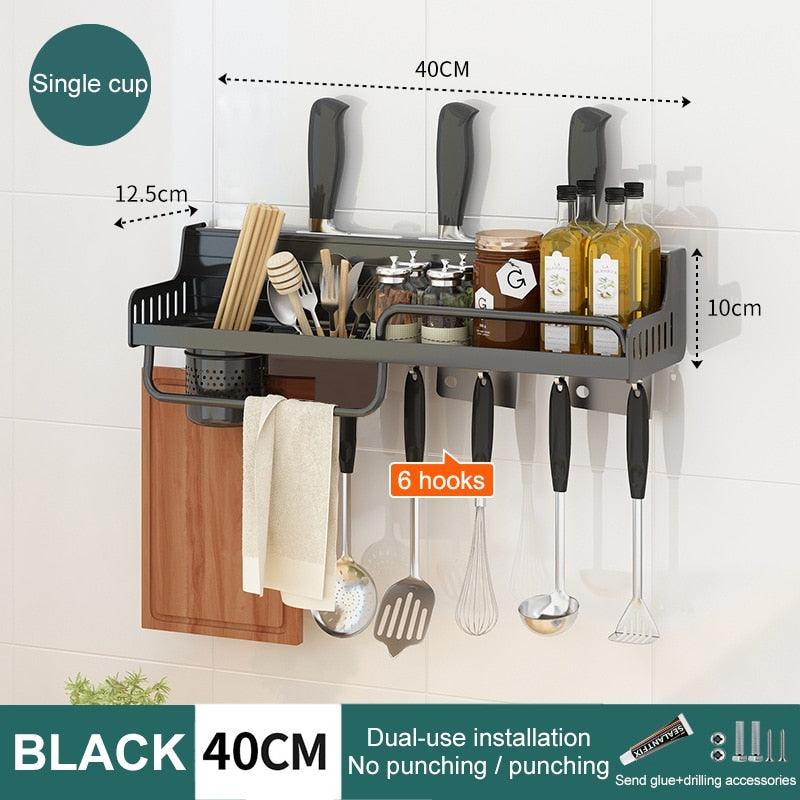 Lisslune | Wall-mounted aluminum kitchen organizer with chopstick holder - Maximize space efficiency