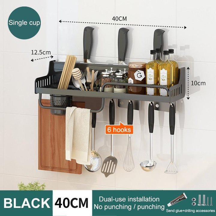 Lisslune | Wall-mounted aluminum kitchen organizer with chopstick holder - Maximize space efficiency