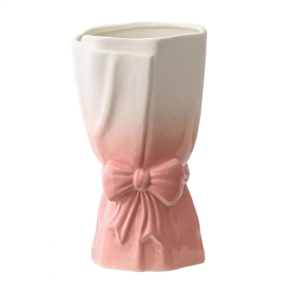 Lisslune | Ribbon Bow Ceramic Tabletop Flower Vase