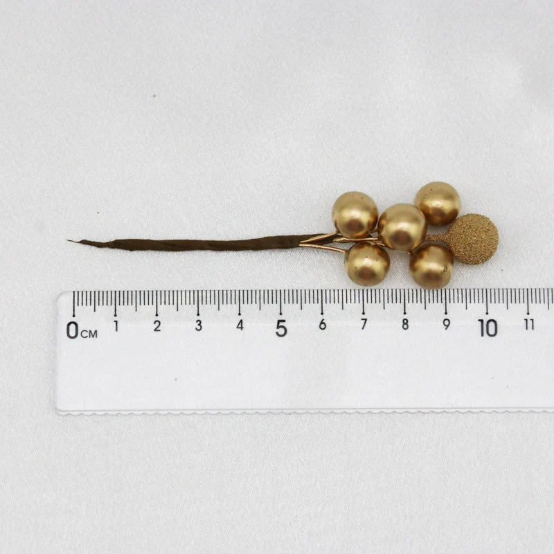 Rynx | (10 pieces/pack) 10cm Christmas tree berries decoration simulation Yangmei golden berries bouquet artificial plant wreath home decor