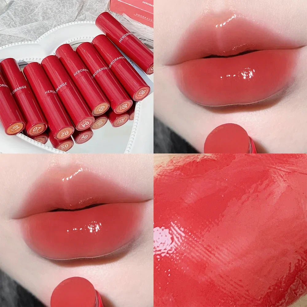 Rynx | Tinted Moisturizing Lipstick Waterproof Mirror Jelly Cherry Red Lip Lacquer Long-lasting Non-Sticky Cup Clear Solid Lip Gloss Cosmetics