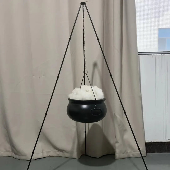 Rynx | Halloween Large Witch Cauldron Decoration Large Witch Bucket on Tripod Glass Black Cauldron Pot Plastic Party Outdoor Indoor Props