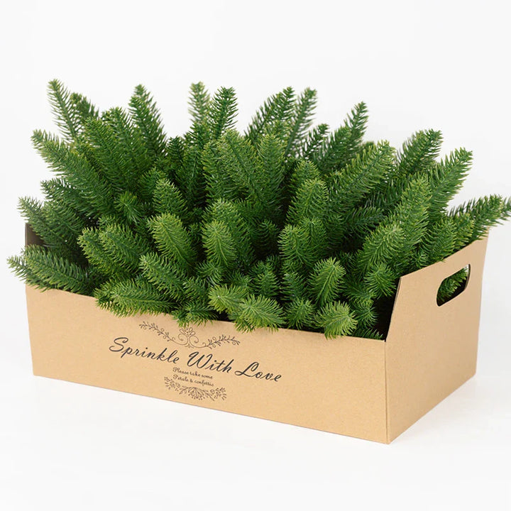 Rynx 1Pack Christmas Pine Needles Branches Artificial Plant Christmas Tree Ornaments Decorations for Home DIY Wreath Gift Box Wedding Flowers