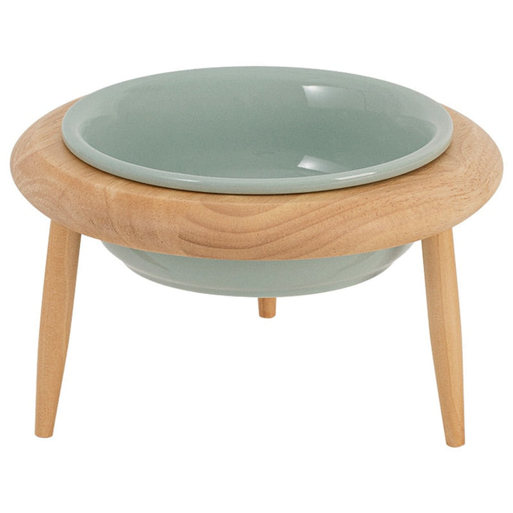 Lisslune | Misha Ceramic Elevated Cat Bowl with Wooden Stand