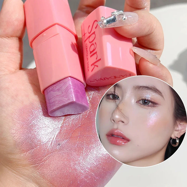 Rynx | Heart-shaped Highlighter Blush Stick Brightening Face Blush Cream Waterproof Contour Illuminator Highlight Blush Korean Makeup