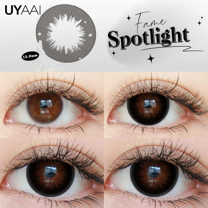 Rynx | Myopia 15MM Black Diamond Lenses with Diopters 1 Pair Big Eyes Natural Black Lenses Brown Contact Lenses Gray Purple Lens