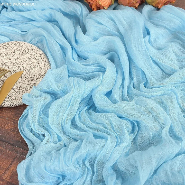 Rynx | Semi-transparent cheesecloth table runner for weddings, sage green Elegant country house decoration, Perfect for birthday parties Banquets arches Cake decor