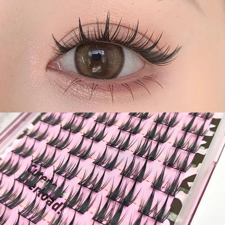 Rynx | 12 Rows Synthetic Mink Lashes Fluffy Soft Full Thick False Eyelashes Soft Natural Eyelashes Mink Eyelash Clusters False Eyelashes Korean