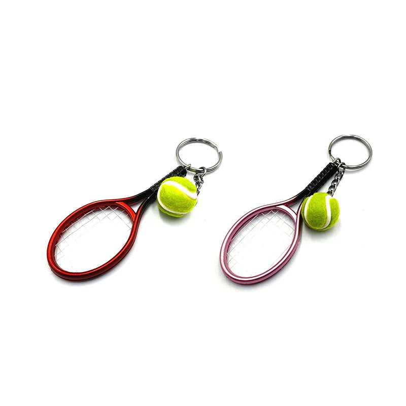 Rynx | Tennis Keychain Alloy Tennis Racket, Ball Split Ring Keychain For Sports Lovers Team Sports Bag Pendant