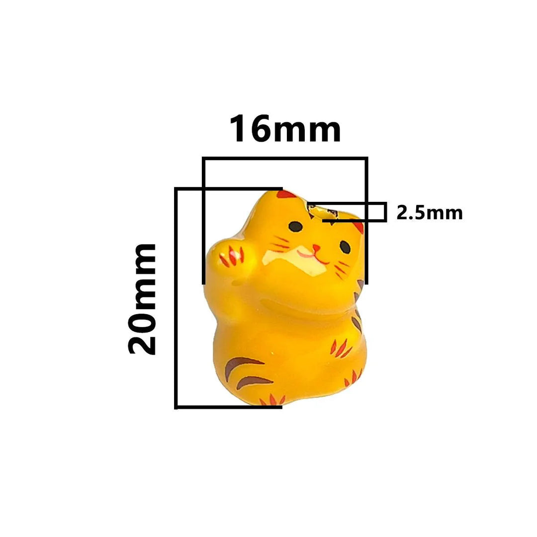 Lisslune | Charming anime-inspired lucky cat ceramic beads for creative jewelry projects - 15x21mm porcelain essentials with vertical hole