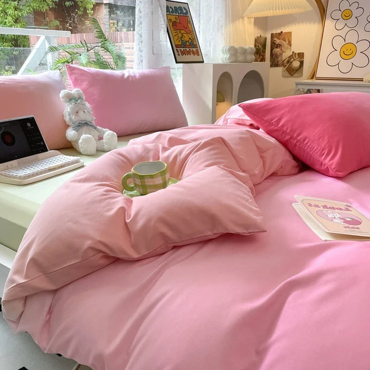 Rynx | Ins Gradient Bedding Sets Duvet Cover Sheet Set with Pillowcase Bedding Set for Queen/King Size Bed bedspreads