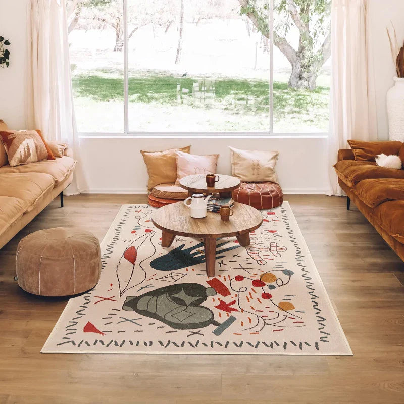 Rynx | Abstract Art Irregular Large Area Rug Living Room Cozy Modern Home Decor Aesthetics Soft Bedroom Rug Coffee Table Rugs