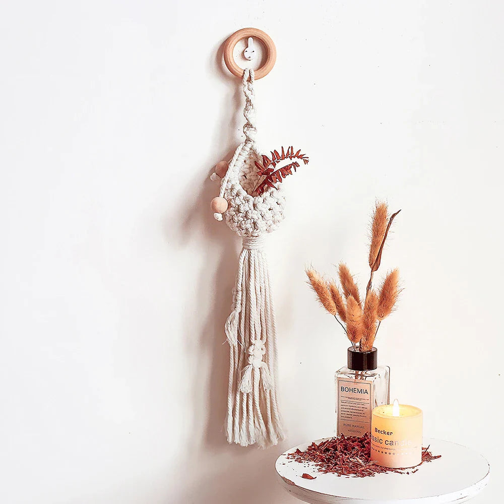 Rynx | Macrame planter wall hanging basket pot Bohemia air plant hanger holder flower planter hanger wall mini tapestry home decor