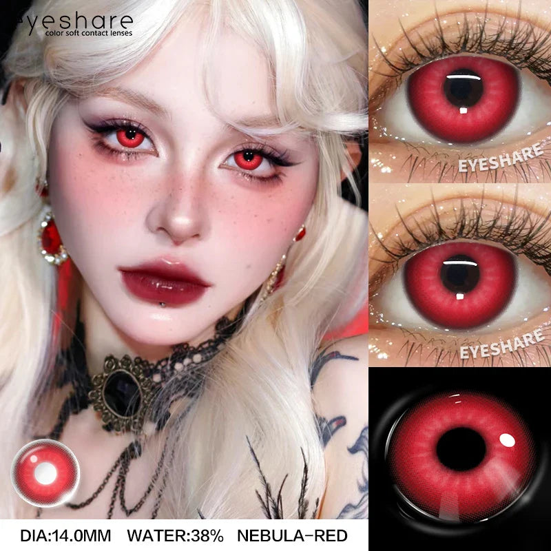 Rynx | Cosplay Colored Contact Lenses for Halloween Vampire Red Contact Lens Anime Colored Eye Lenses Annual Blue Contact Lenses