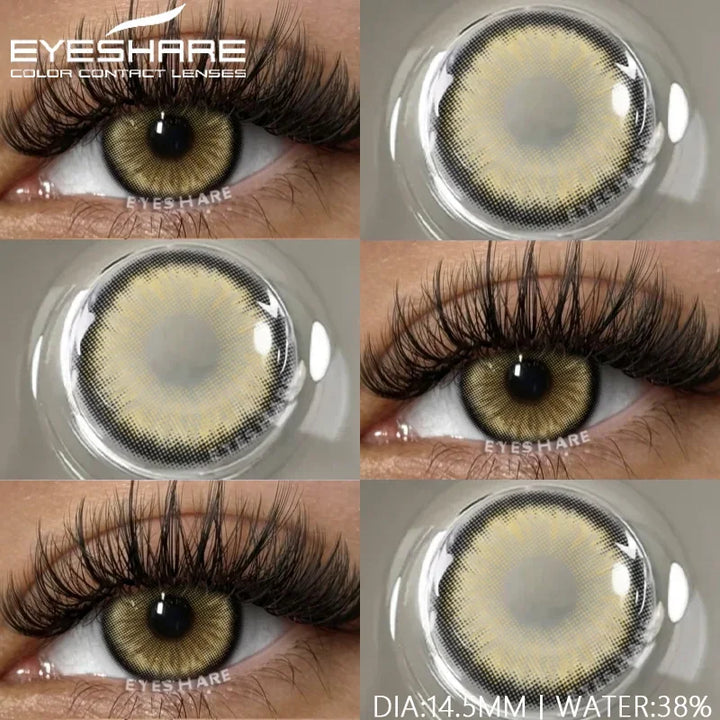 Rynx | 1 pair of contact lenses with prescription in natural color, myopic lenses, green contact lenses, fashionable brown lenses, gray pupils