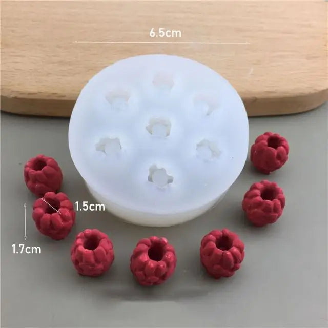 Rynx | 3D Blueberry Raspberry Candle Mold Simulation Fruit Fondant Silicone Mold DIY Chocolate Cookie Baking Mold Cake Decoration Tool