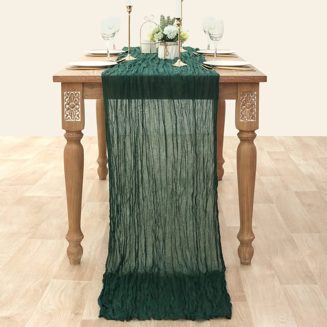 Rynx | Semi-transparent cheesecloth table runner for weddings, sage green Elegant country house decoration, Perfect for birthday parties Banquets arches Cake decor