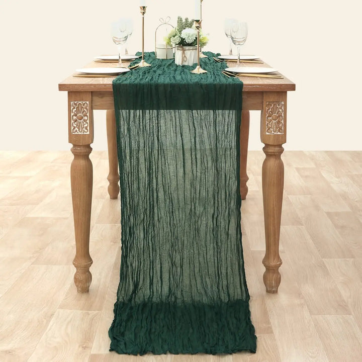 Rynx | Semi-transparent cheesecloth table runner for weddings, sage green Elegant country house decoration, Perfect for birthday parties Banquets arches Cake decor