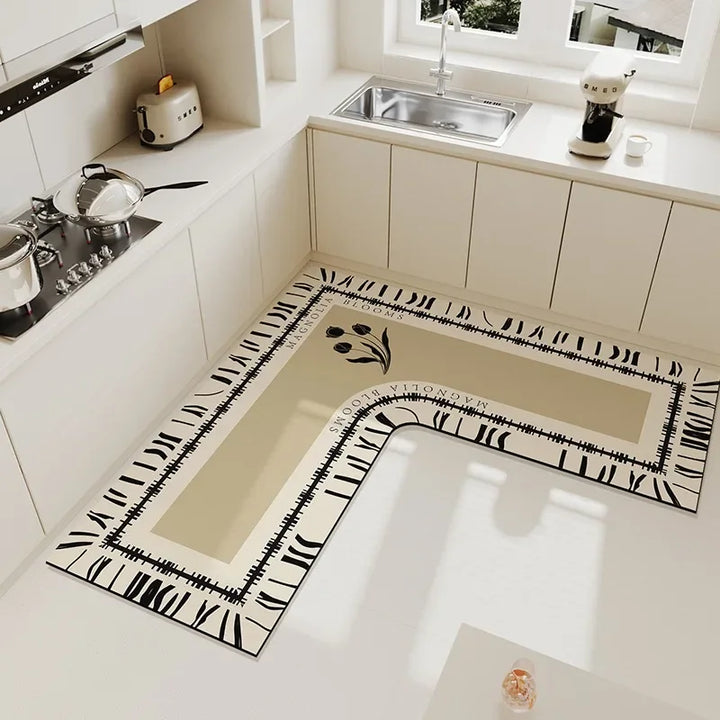 Rynx | Kitchen Rug L-Shape Floor Mat Non-Slip Mats Water Absorbent Quick Drying Kitchen Carpet