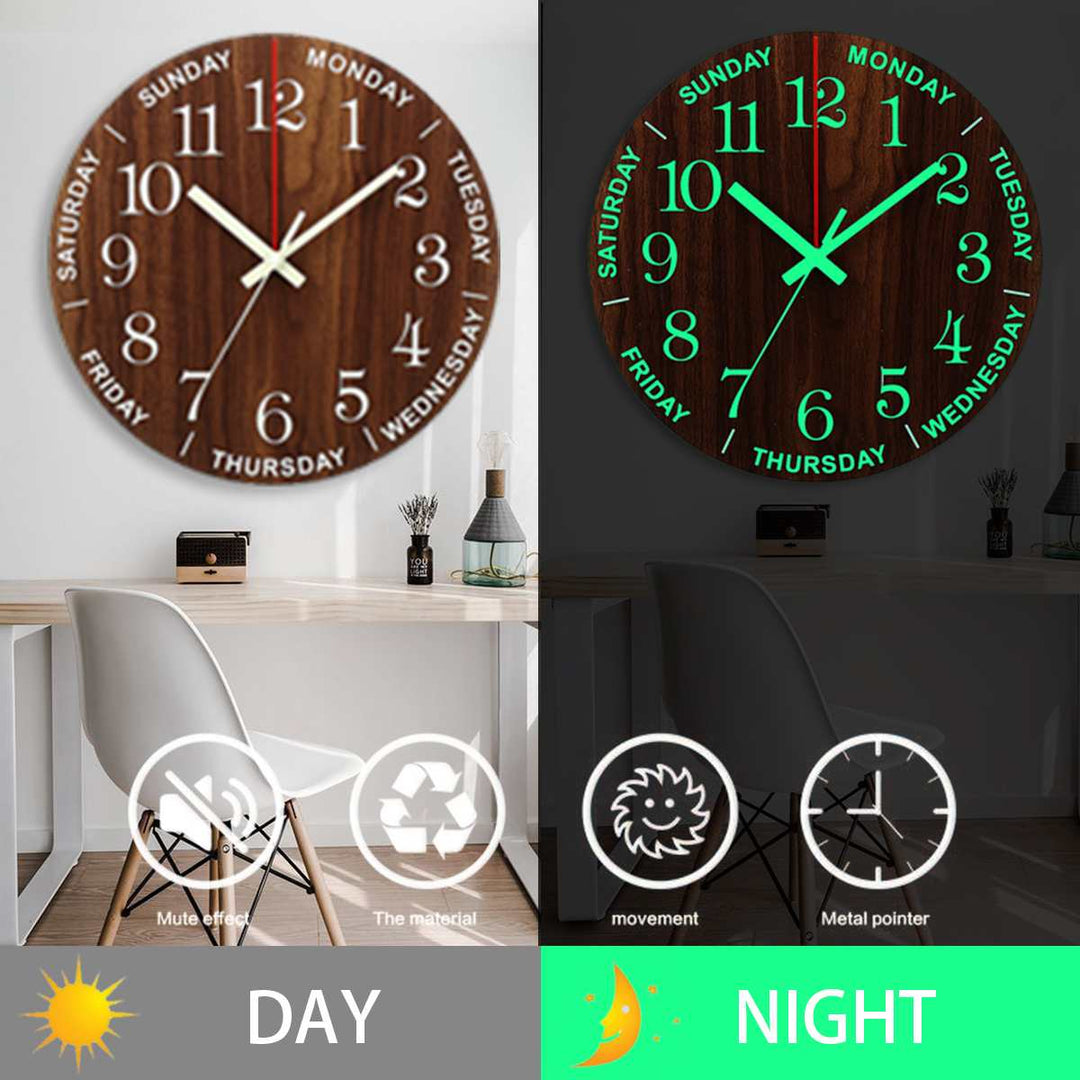 Lisslune | Nordic Luminous Wood Silent Wall Clock