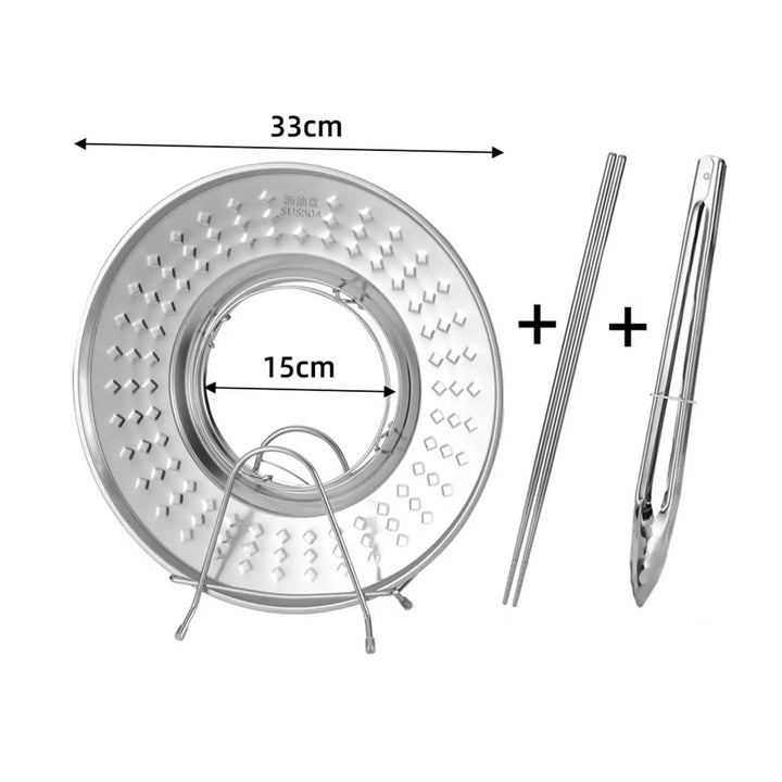 Lisslune | Splashproof Frying Oil Filter Tray Kitchen Strainer Rack