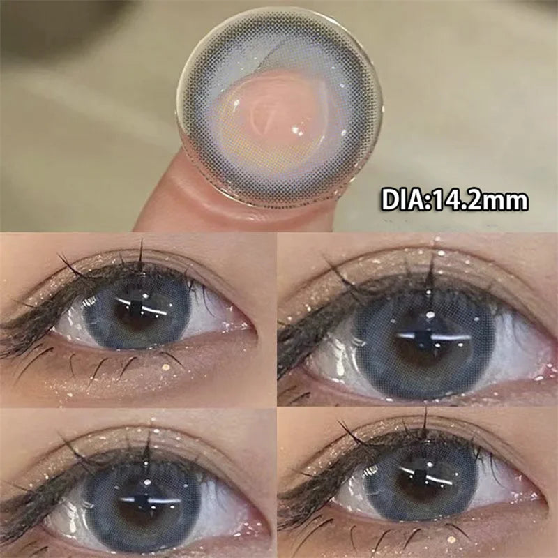 Lisslune | Natural colored lens eyes 2 pieces Annual color contact lenses for eye iris brown with diopters myopia beauty lens cosmetic round lens