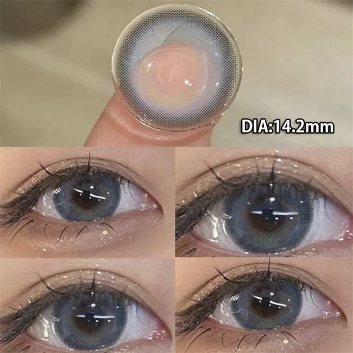Lisslune | Natural colored lens eyes 2 pieces Annual color contact lenses for eye iris brown with diopters myopia beauty lens cosmetic round lens