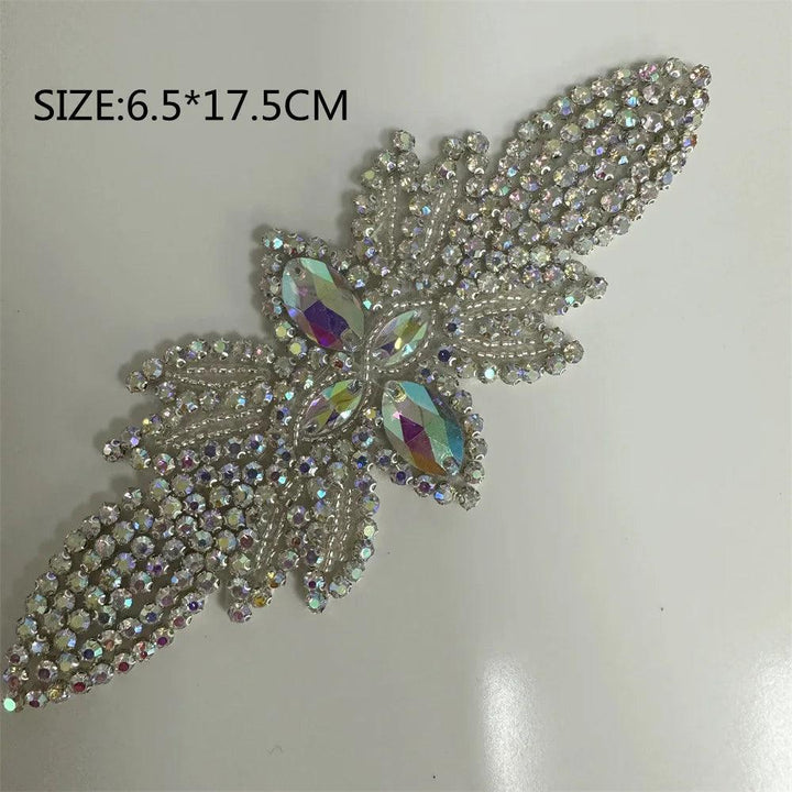 Lisslune | Shining Silver Rhinestone Flower Appliqué: Elegant Fashion Upgrade Accessory
