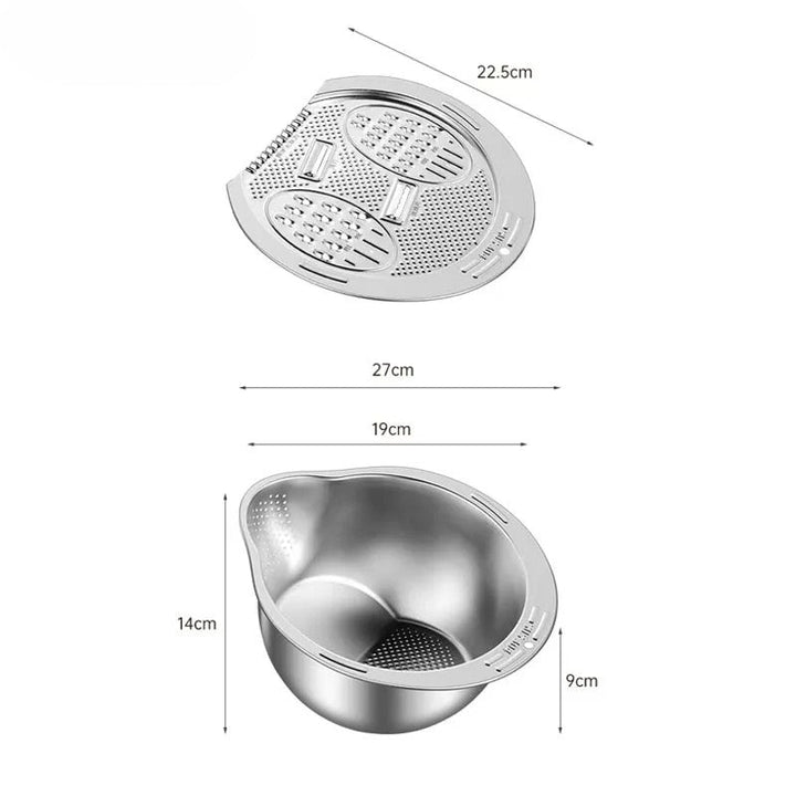 Lisslune | All-in-One Stainless Steel Kitchen Drain Slicer Bowl